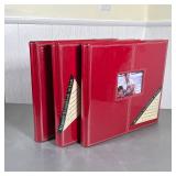 (3pc) RED SCRAPBOOKS | Unused in original packaging; h. 13 x 14 in. 