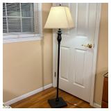 FLOOR LAMP | With a square shade; overall h. 58 x w. 14 x 14 in. (with shade) 