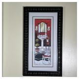 FRAMED BATHROOM ART | Chic art print of a painting, nicely matted and framed; overall 23 x 13 in. 