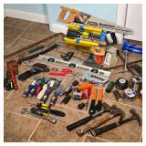 LARGE GROUP of TOOLS | Hand tools and supplies, including saws, hammers, wire, etc.