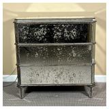 CURREY & Co. MIRRORED CHEST | Antiqued mirrored accent chest designed by Currey & Company, three dra