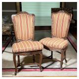 PAIR FRENCH STYLE CHAIRS | Two Rococo style side chairs with cane seats, padded upholstered seat bac