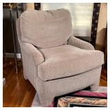 Sherrill Furniture Co. lounge chair with custom textured fabric upholstery, with a matching foot res