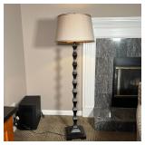 FLOOR LAMP | Dark brown floor lamp with copper patina finish and matching finial; overall h. 61-1/2 