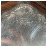 Silver soldered lidded entree / serving dish by Tiffany & Co. Makers with braided edges; l. 11 in. [