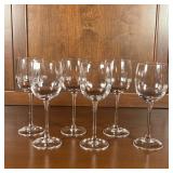 (6pc) WINE GLASSES | Six stemmed white wine glasses with a subtle ripple design to the bowls; h. 8-1