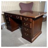 OFFICE DESK | Kneehole office desk with a middle drawer flanked by two banks of drawers (30 x 60 x 3
