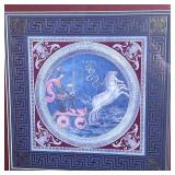 framed behind glass with gilt appliques on glass, with Vanguard Studios, Los Angeles label on verso;