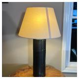 BLACK ACRYLIC TABLE LAMP | Contemporary black table lamp with two light bulbs; h. 28 in.