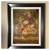 GICLEE STILL LIFE | Framed giclee art print in a black frame, table top still life with potted flowe