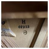 Circa 1963, Mason & Hamlin upright 88-key piano with cushioned bench, no. H 67913; h. 41 x 59 x 23 i