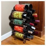 COLORFUL WINE RACK | Polychrome enamel wine rack that fits 14 bottles; 23 x 13 x 7 in.