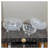 (3pc) CRYSTAL GLASS BOWLS | Decorative crystal glass bowls; largest 10 in.