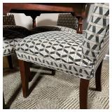 Sam Moore dining chairs with fabric upholstery and old world shaker legs; table h. 30-1/2 x 43-1/4 i