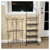 (3pc) WIRE SHELF UNITS | Three small wire shelf units, including two corner shelves and a standalone