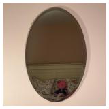 OVAL WALL MIRROR | Ovalular wall mirror with beveled glass, unframed; 36 x 24 in.