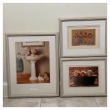 (3pc) ANNE GEDDES BABY PRINTS | All framed prints behind glass, featuring "Washbasin Babies" (overal
