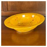 HAND PAINTED SERVING BOWL | Large ceramic bowl hand painted yellow with sprawling vines of roses, si