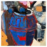 ROBERTO MOYA (1932 - 2008) | Modernist still life oil on canvas, signed lower right, in a custom gil