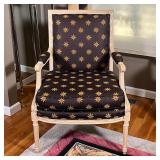 SHERRILL ARMCHAIR | Sherrill Furniture Co. armchair, light wood frame, brown fabric upholstery with 