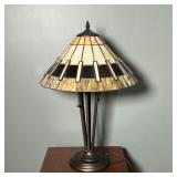 Mission style table lamp by Quoizel Inc Style No. TF1260T, two bulbs with pull chains, on a joined f