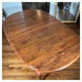extension dining table, having a solid weathered wood top over cabriole legs, h. 29 x 67 x 44 in. (a