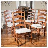 (6pc) ETHAN ALLEN DINING CHAIRS | Including two armchairs and four side chairs, solid wood ladder ba