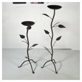 PAIR VOTIVE CANDLE HOLDERS | Pair of leafy vine-form candle holders; tallest h. 27 in.