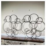 PAIR CONTEMPORARY WALL DECOR | Decorative accents designed as overlapping metal circles; each h. 30 