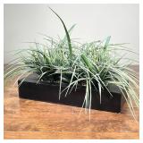 FAUX PLANT & PLANTER | Faux potted plant in a black rectangular basin; l. 14 x 6 in.