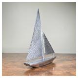 DECORATIVE SAILBOAT | Hammered metal decorative sailboat; h. 15 in.