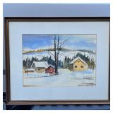 Wintry landscape, signed lower right and dated 1976, framed under glass; 10-1/2 x 14-1/2 in. (sight)