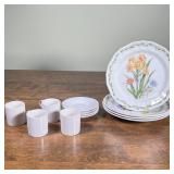 (8pc) PORCELAIN LOT | Including four Noritake "Gourmet Garden" plates with floral patterns and four 