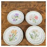 Including four Noritake "Gourmet Garden" plates with floral patterns and four demitasse cups and sau