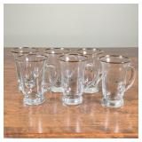 (6pc) IRISH COFFEE GLASSES | Handled glasses with gilt rims; h. 4-1/2 in.