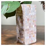 flambe pottery votive holder (for a 4 in. candle) and a mosaic vase (h. 8 in.); plus a faux plant/wr