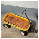 AMF JUNIOR WAGON | Retro wagon with old yellow paint, AMF Junior 7X, Olney, Illinois; h. 12 in. X 35