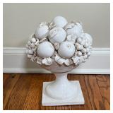 ITALIAN CENTERPIECE | Glazed ceramic pedestal fruit bowl, signed on the base; overall h. 12 x w. 10 