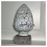 CEMENT TOPIARY STATUE | On a stone stand; h. 13-1/2 x dia. 7 in.