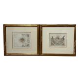 (2pc) ARCHITECTURAL WATERCOLORS | Original works on paper, pencil and watercolor studies of the Sist