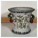 JAPANESE VASE | Double handled vase decorated with birds [one handle with chips/loss]; h. 7 x dia. 7