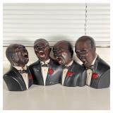 FRENCH QUARTET SCULPTURE | Delarue Picard Paris, composition statue of four singing men in tuxedos; 