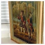 18th century color engravings cut and pasted to create a dynamic, illusory image, signed on verso "E