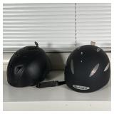 (2pc) BOERI & HEAD HELMETS | Including a Head helmet with leather flaps and a black Boeri helmet, It