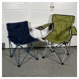(2pc) CAMPING CHAIRS | Folding quad chairs in carrying cases, one black and one green; largest l. 35