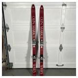 OLIN MARK I SKIS | Red Olin Mark I K Series downhill skis with Salomon ski bindings (l. 59 in.)