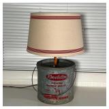 BAIT BUCKET LAMP  | Revelation Floating Minnow Bucket drilled and mounted as a lamp with a canvas sh