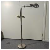 CHROME FLOOR LAMP | With articulating arm; overall h. 49-1/2 in., base dia. 10 in.