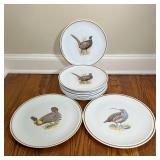 (16pc) GAME BIRDS PLATES | Centura by Corning, including (14pc) 10-inch plates and (2pc) 12-inch pla