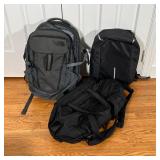 (3pc) BACKPACKS & BAGS | Including a black backpack, a black Briggs & Riley duffle bag, and a grey N